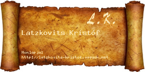 Latzkovits Kristóf névjegykártya
